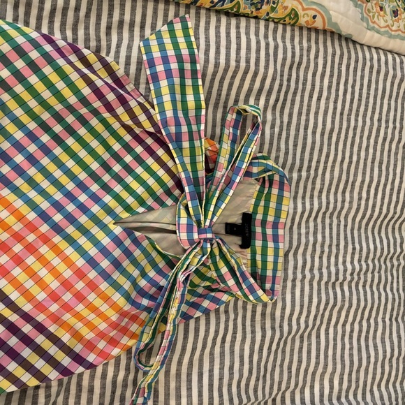 j. crew colorful gingham tie neck shift mini dress - Picture 5 of 10
